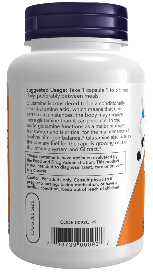 Now foods L-Glutamine, 500 mg