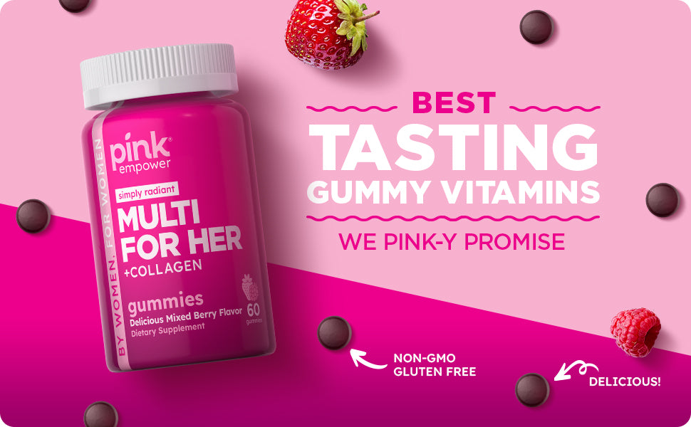 Pink empower Simply Radiant Multi For Her + Collagen Gummies