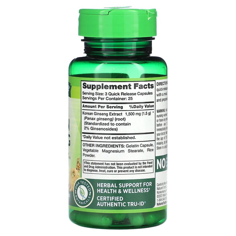 Standardized Korean Ginseng, 1,500 mg