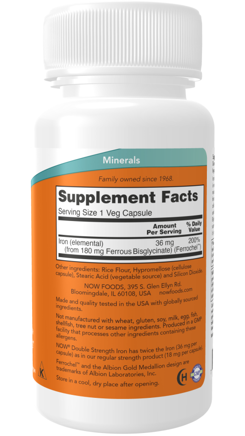 Now foods Iron, Double Strength, Capsules