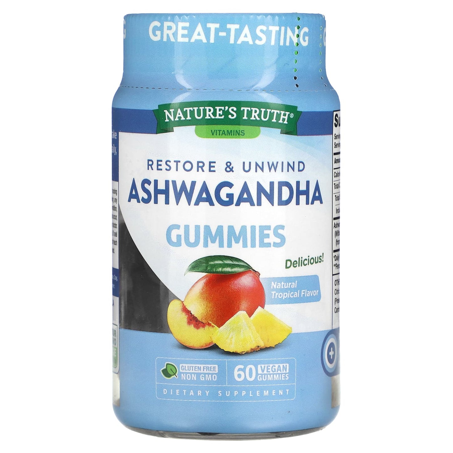 Nature's Truth Ashwagandha, Natural Tropical, 60 Vegan Gummies