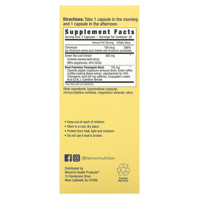Boost, Burn (Fat burn) & Energize, 60 Capsules