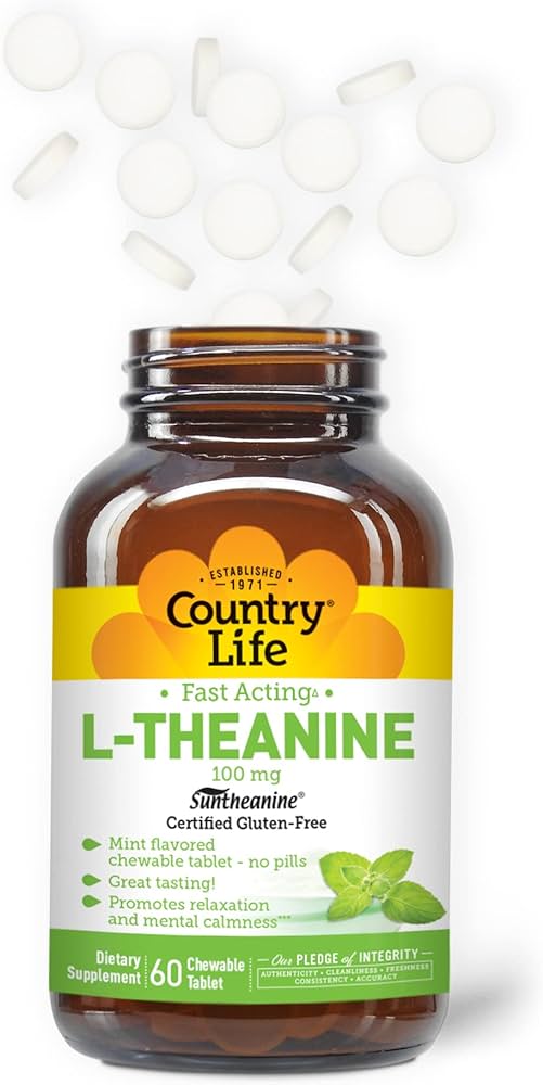 Country Life L-Theanine, 100 mg, 60 Chewable Tablet