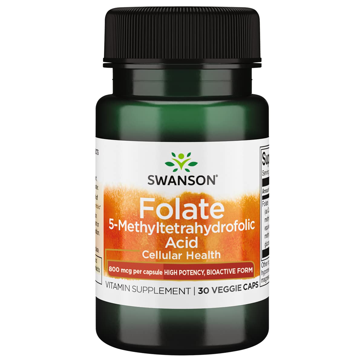 Swanson Folate, 5-Methyltetrahydrofolic Acid, 800 mcg Capsules