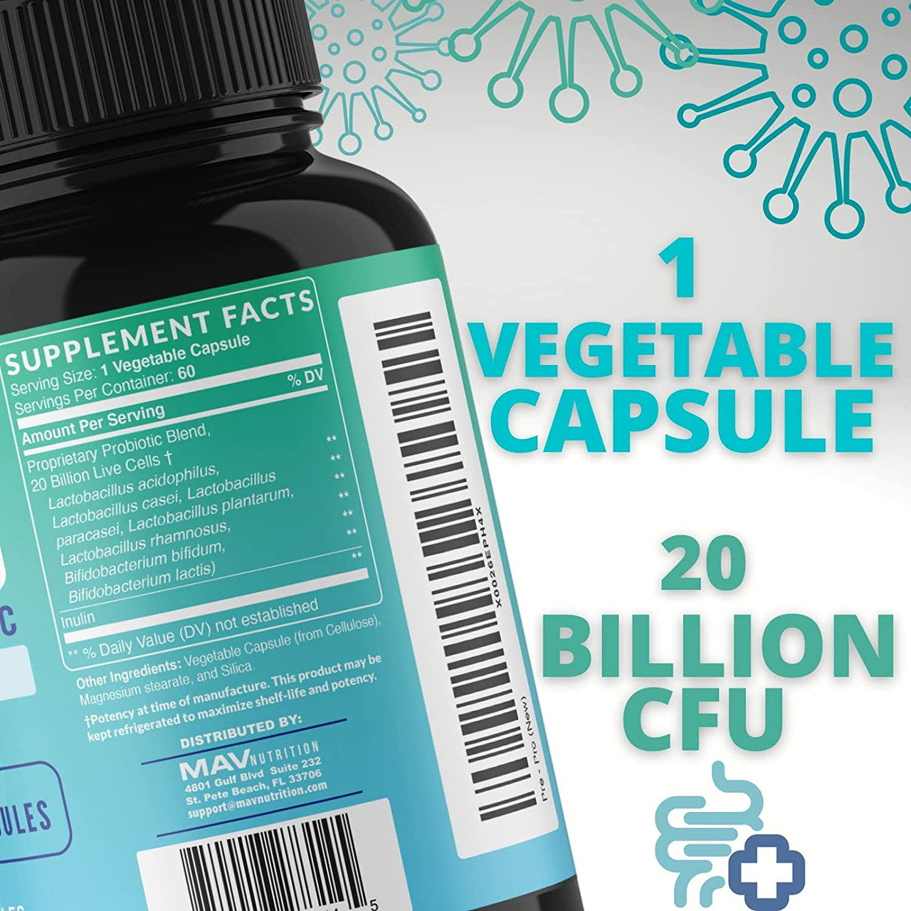 Pre-Pro Synbiotic, Pre + Probiotic Formula, 20 Billion CFU, 60 Capsules