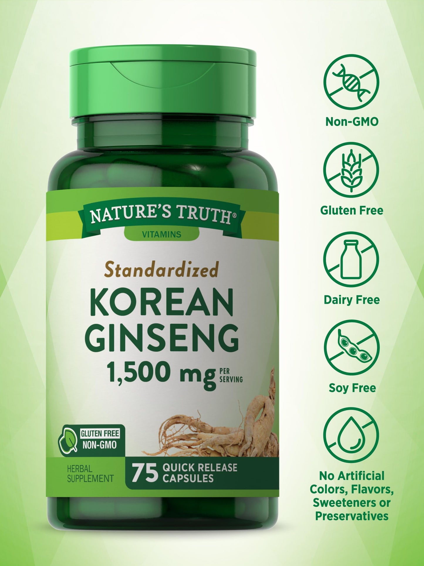 Standardized Korean Ginseng, 1,500 mg