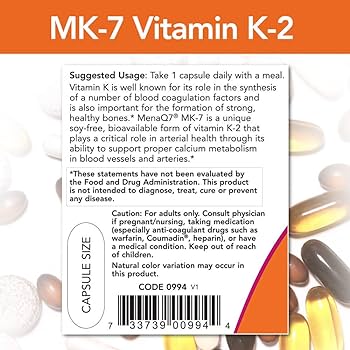 MK-7 Vitamin K-2 , 100 mcg Capsules