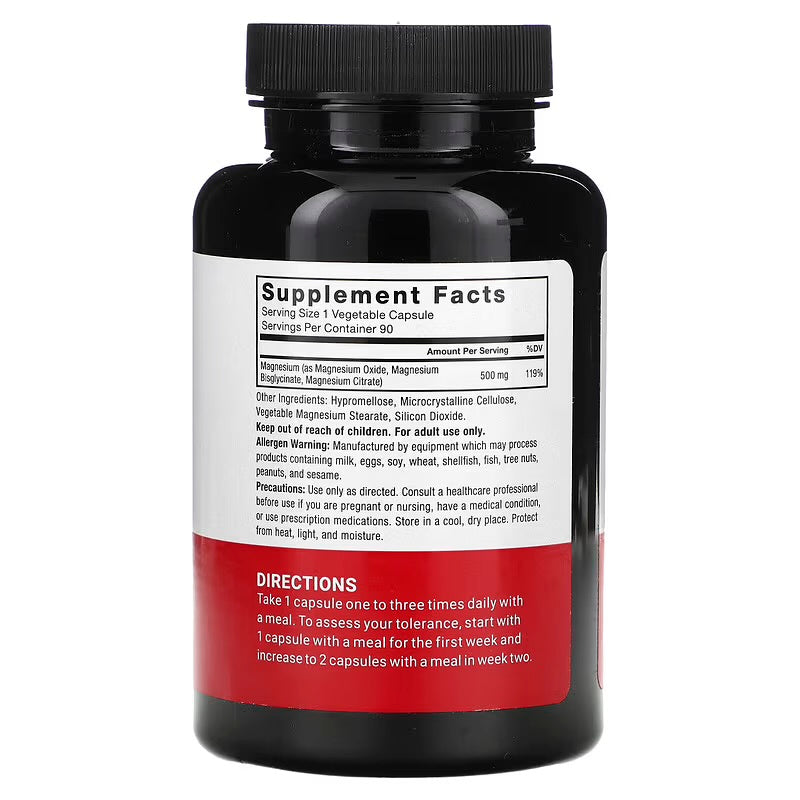 Force Factor Magnesium 500mg - 90 Vegetable Capsules