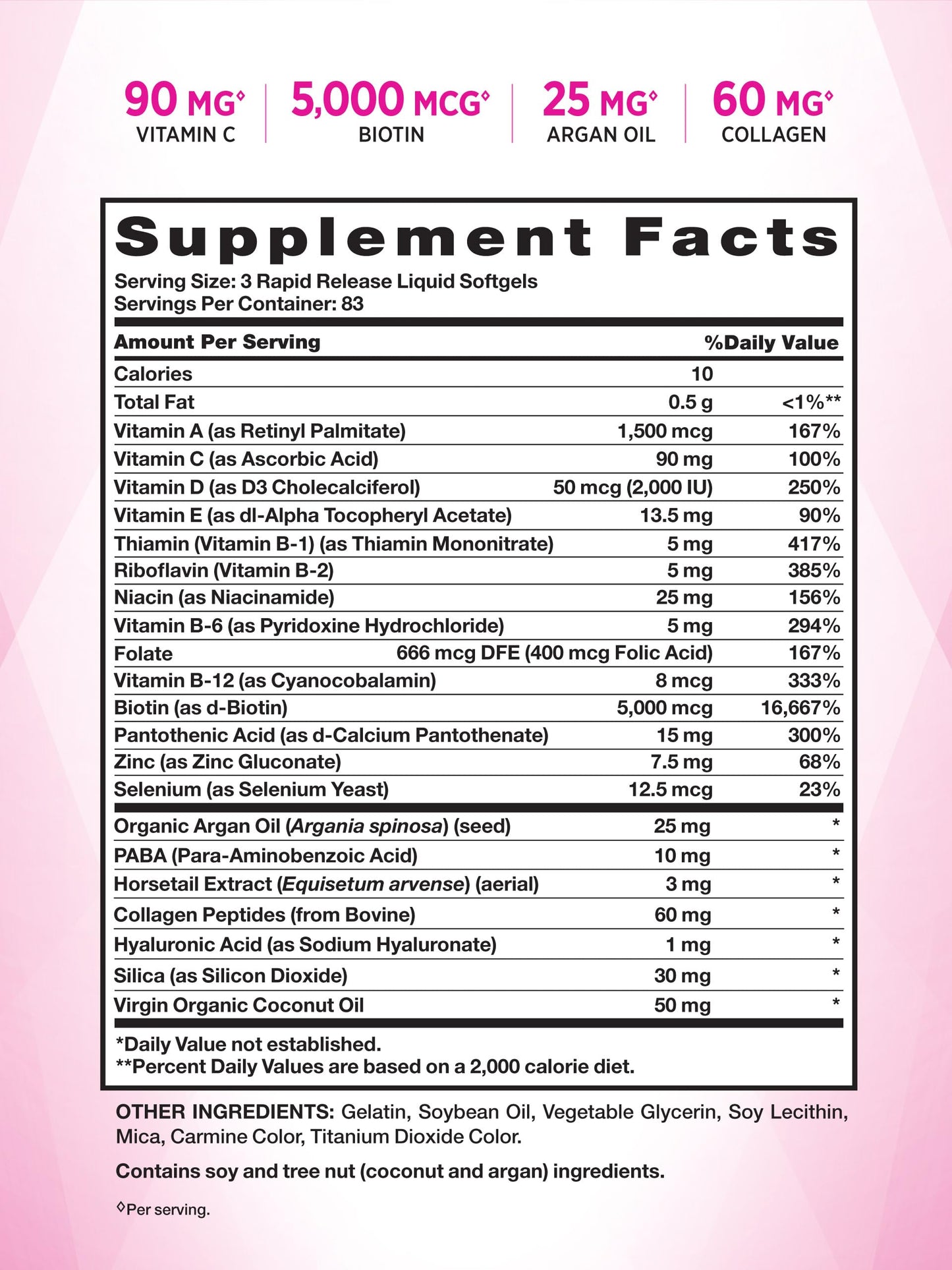 Nature's Truth Hair, Skin & Nails with Biotin, 5,000 mcg Softgels