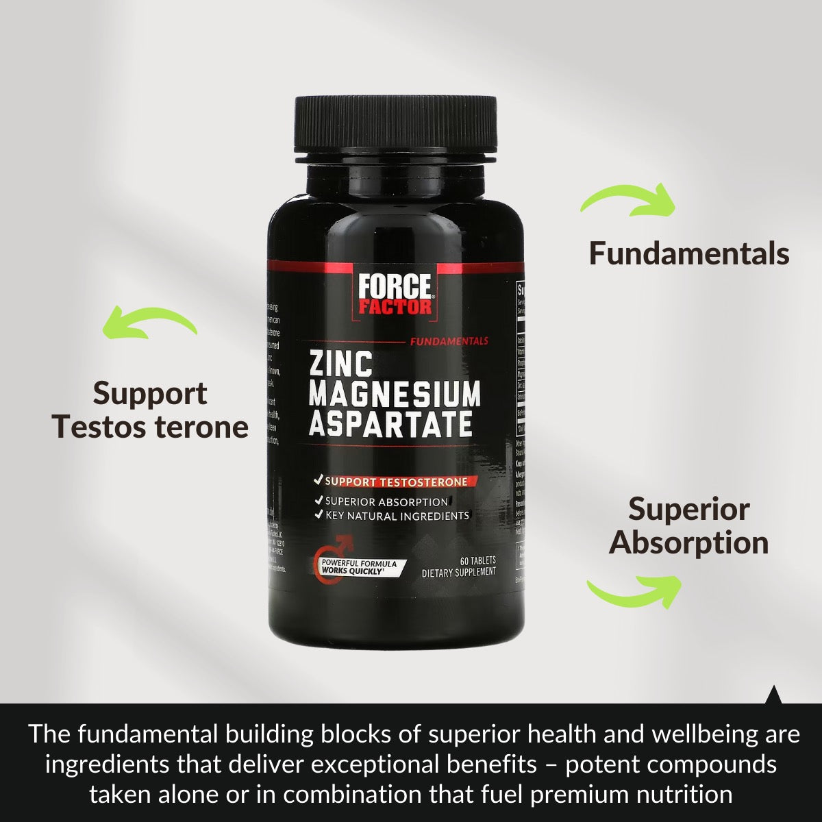 Force Factor Zinc Magnesium Aspartate - 60 Tablets