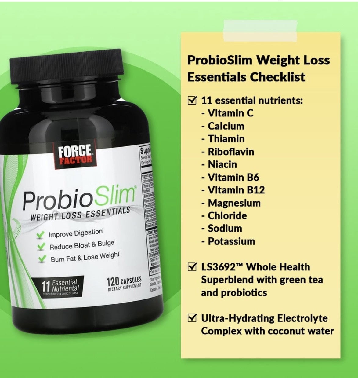 Force Factor ProbioSlim, Weight Loss Essentials, 120 Capsules