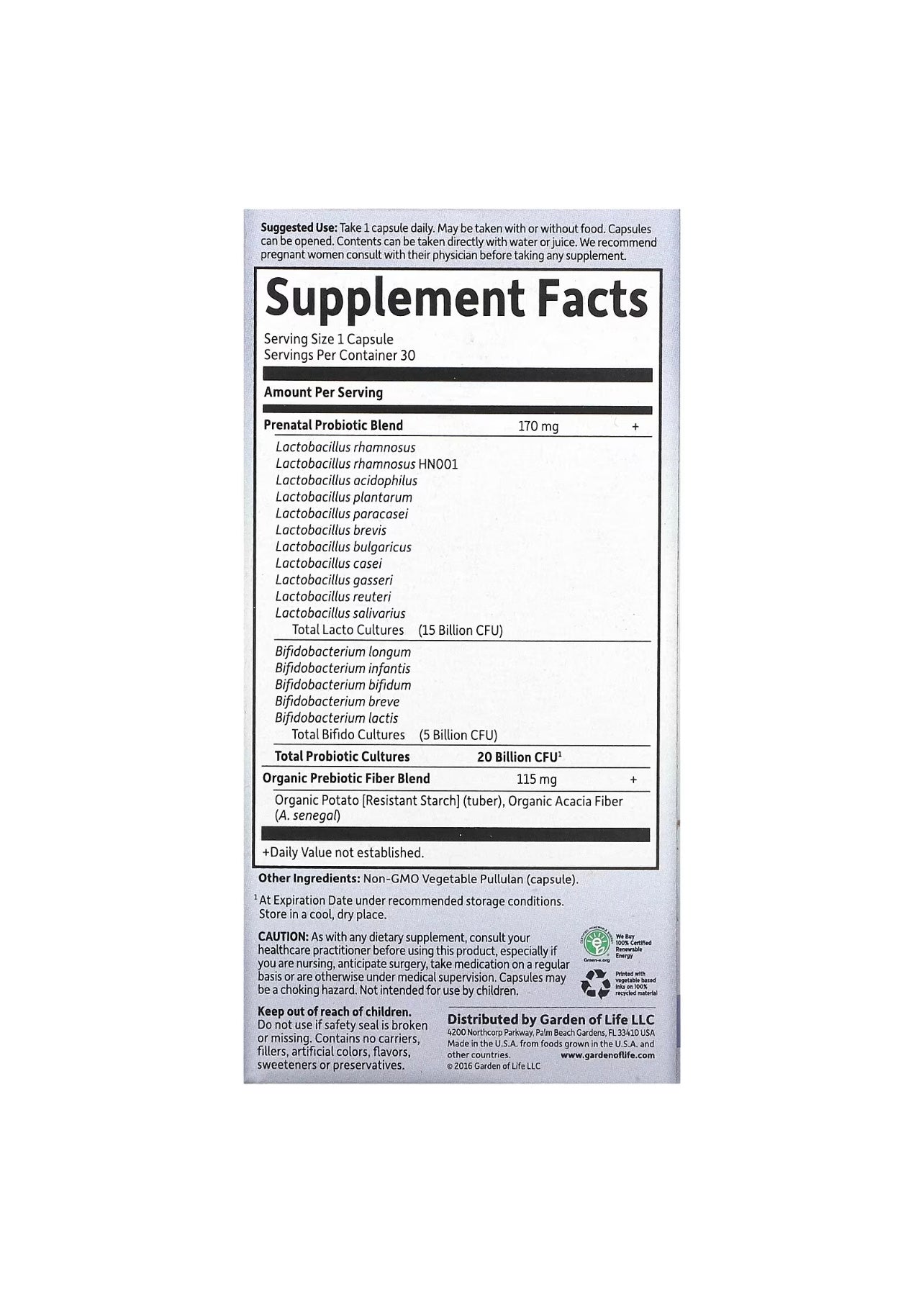 Garden of Life, Dr. Formulated Probiotics, Once Daily Prenatal