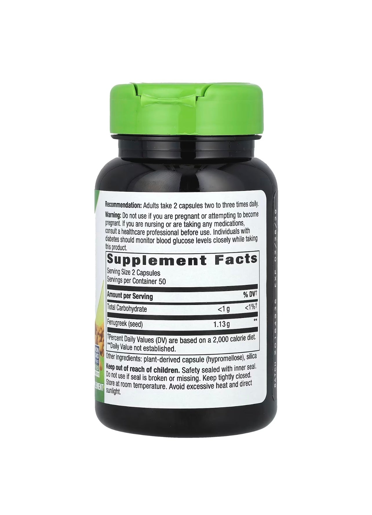 Nature's Way, Fenugreek Seed, 1,130 mg, 100 Vegan Capsules (565 mg Per Capsule)