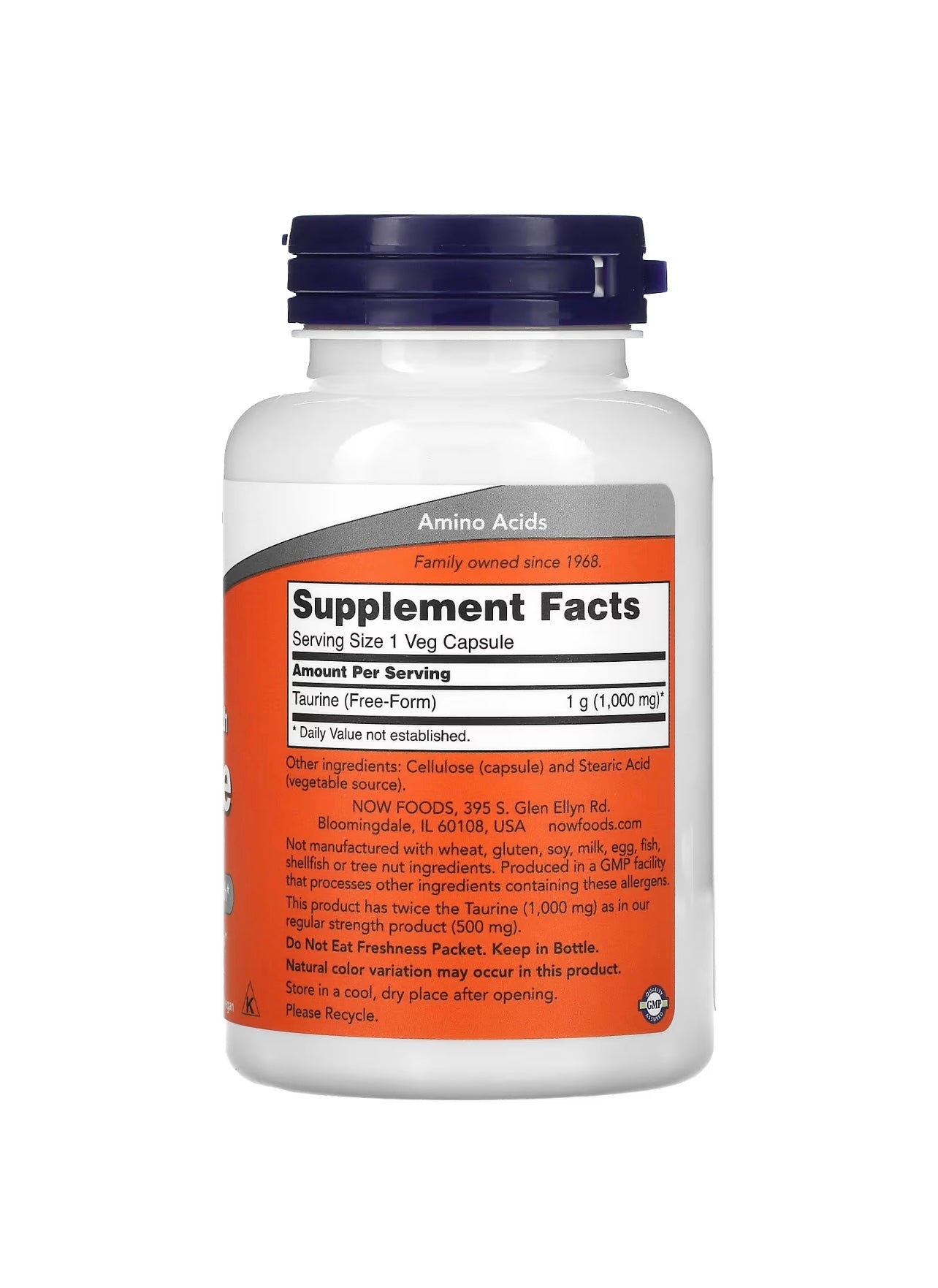 NOW Foods, Taurine, Double Strength, 1,000 mg