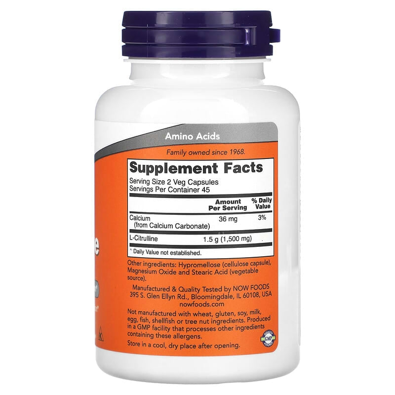 now foods l'citrulline veg capsules