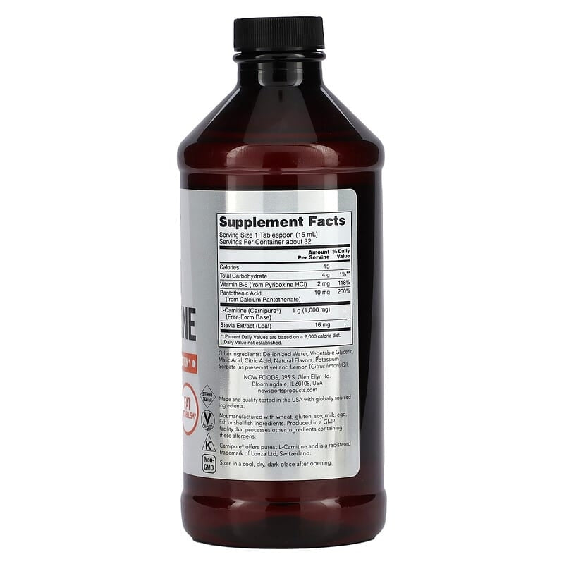 Now foods Sports, L-Carnitine Liquid, 1,000 mg