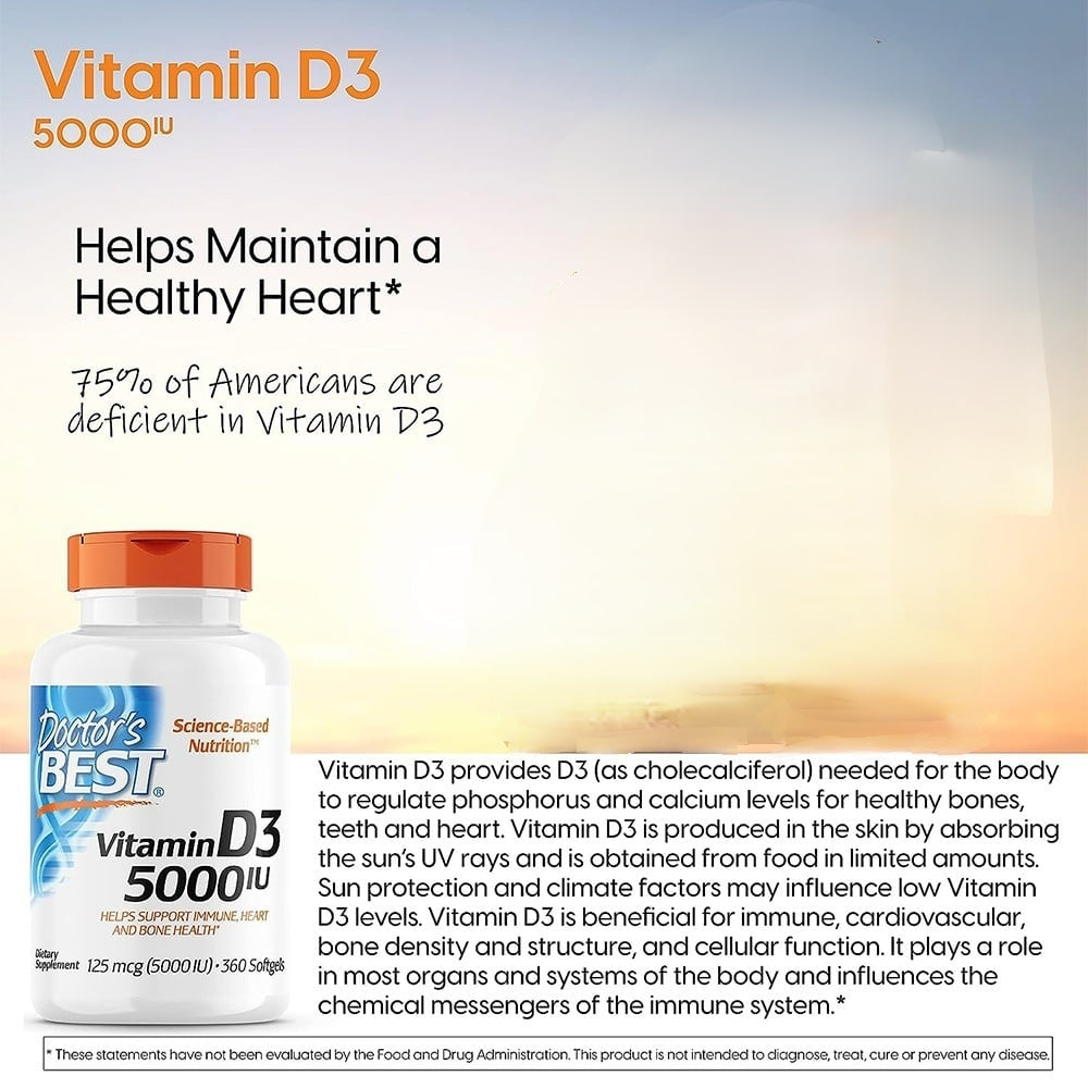 Doctors Best Vitamin D3, 125 mcg (5,000 IU)