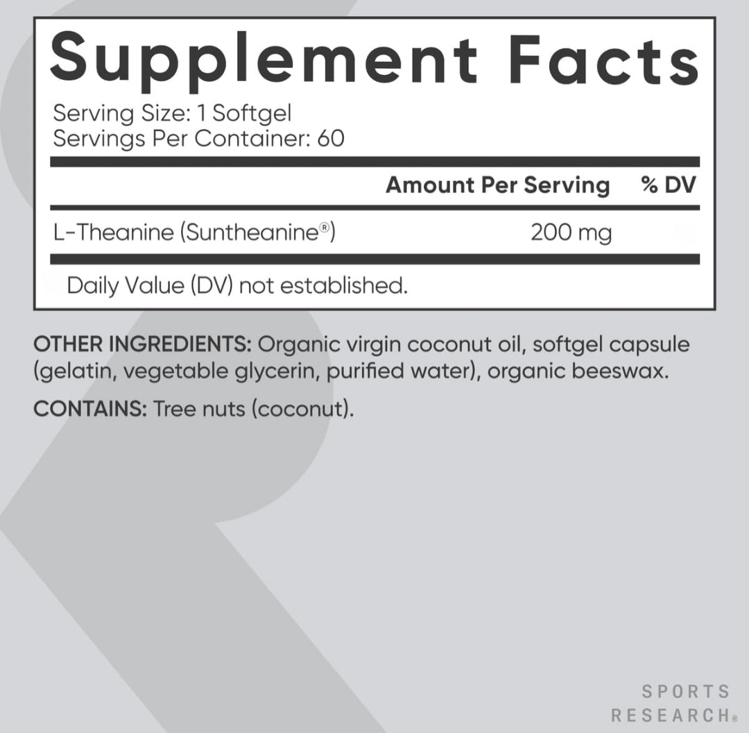 Sports Research, L-Theanine, Double Strength, 200 mg, Softgels