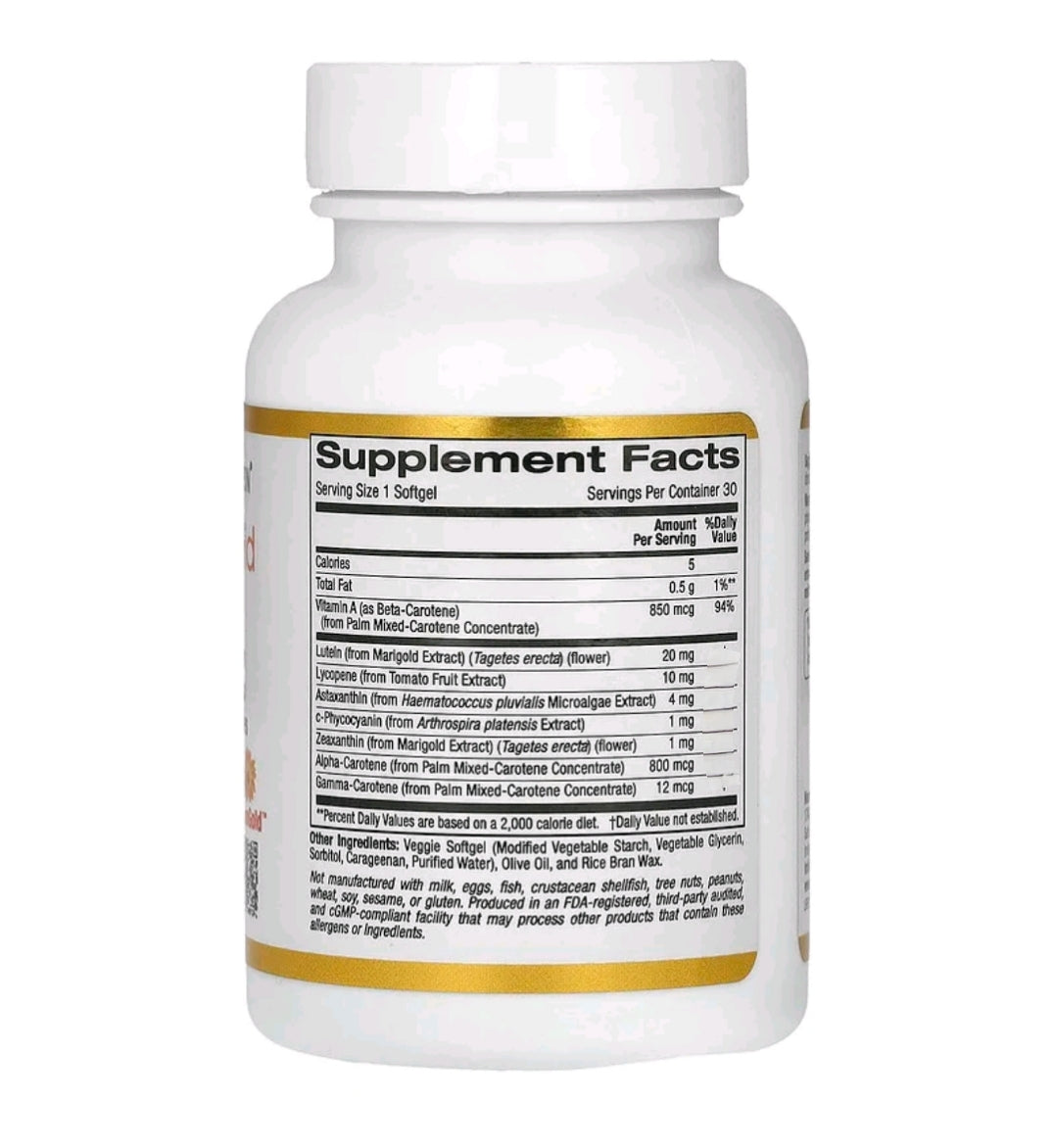 California Gold nutrition AstaCarotenoid Complex, Lutein, Lycopene, and Astaxanthin Complex, Veggie Softgels