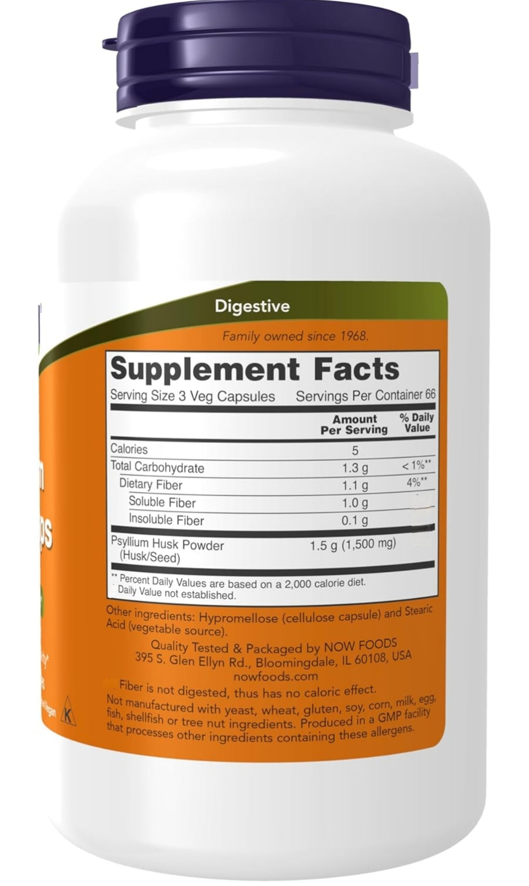 Now Foods Psyllum Husk Caps 500mg