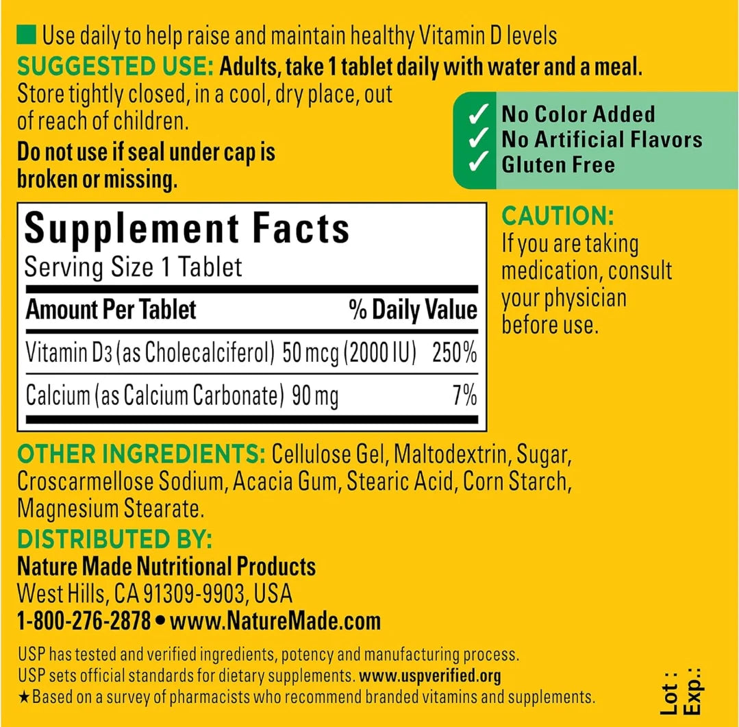 Nature Made Vitamin D3 2000 IU (50 mcg)