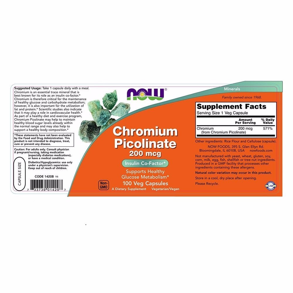 Now foods Chromium Picolinate, 200 mcg Capsules