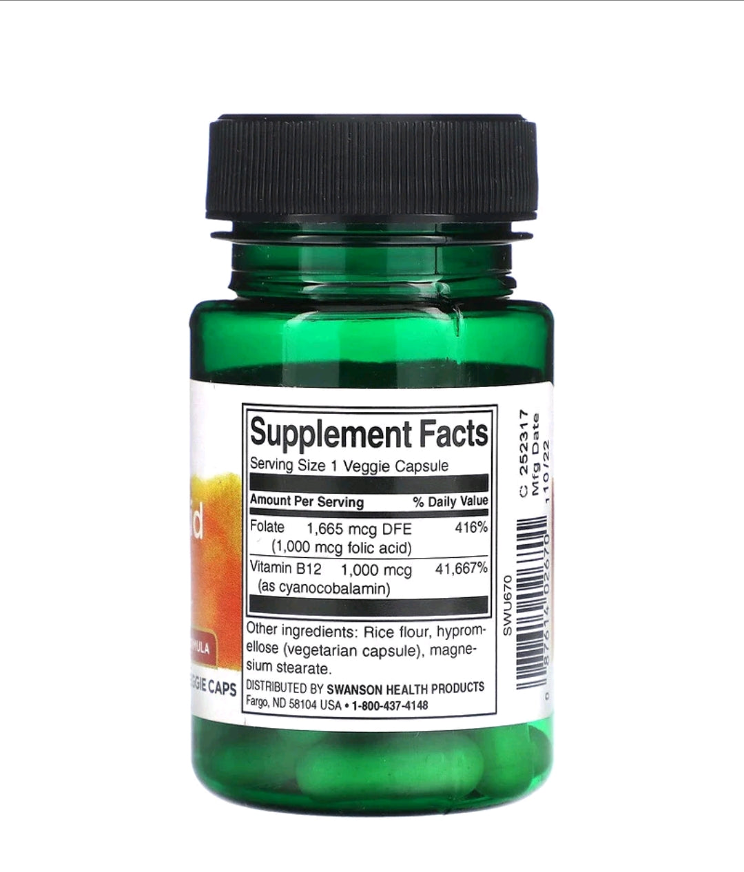 Swanson Folic Acid & B12