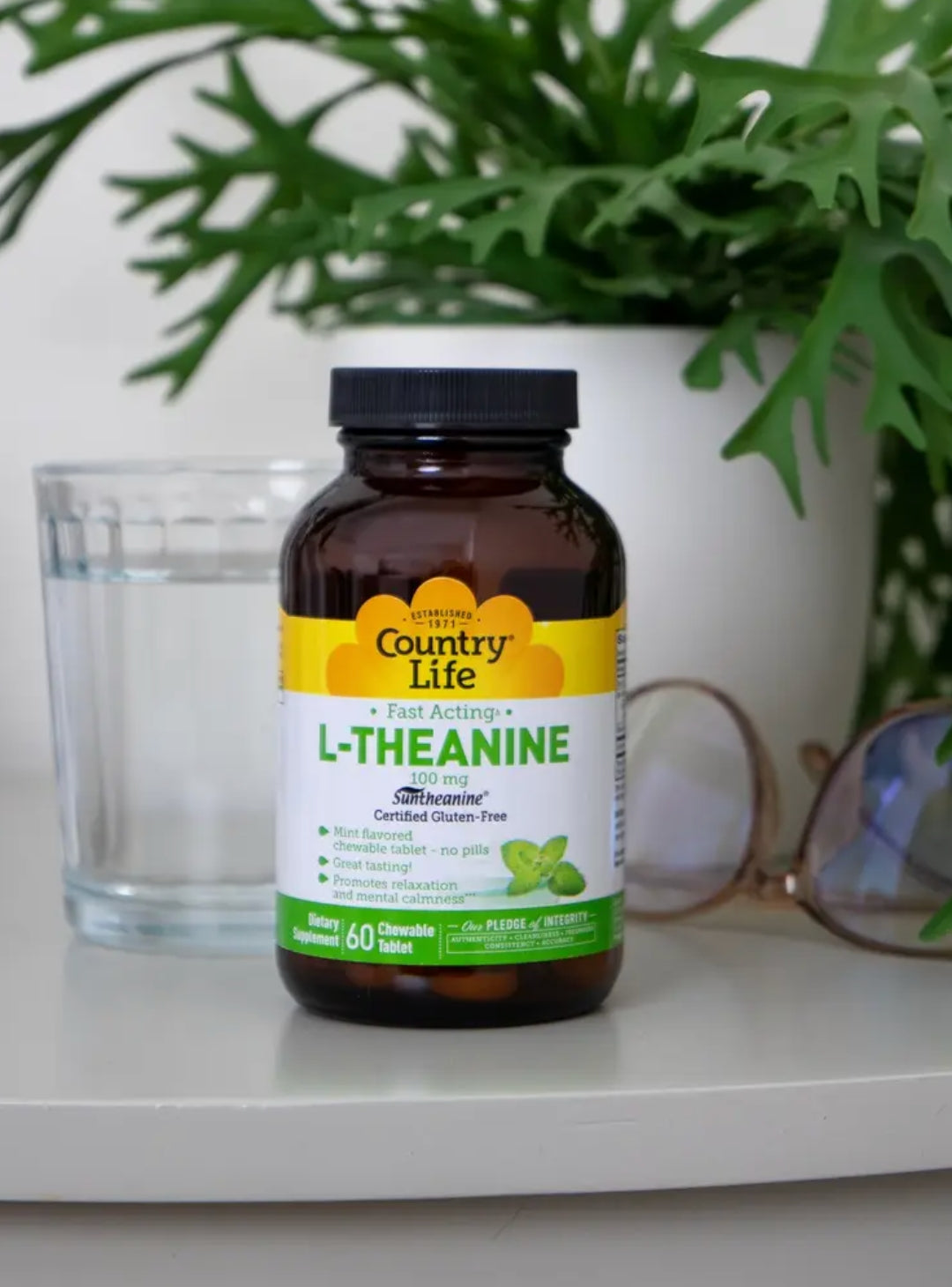 Country Life L-Theanine, 100 mg, 60 Chewable Tablet