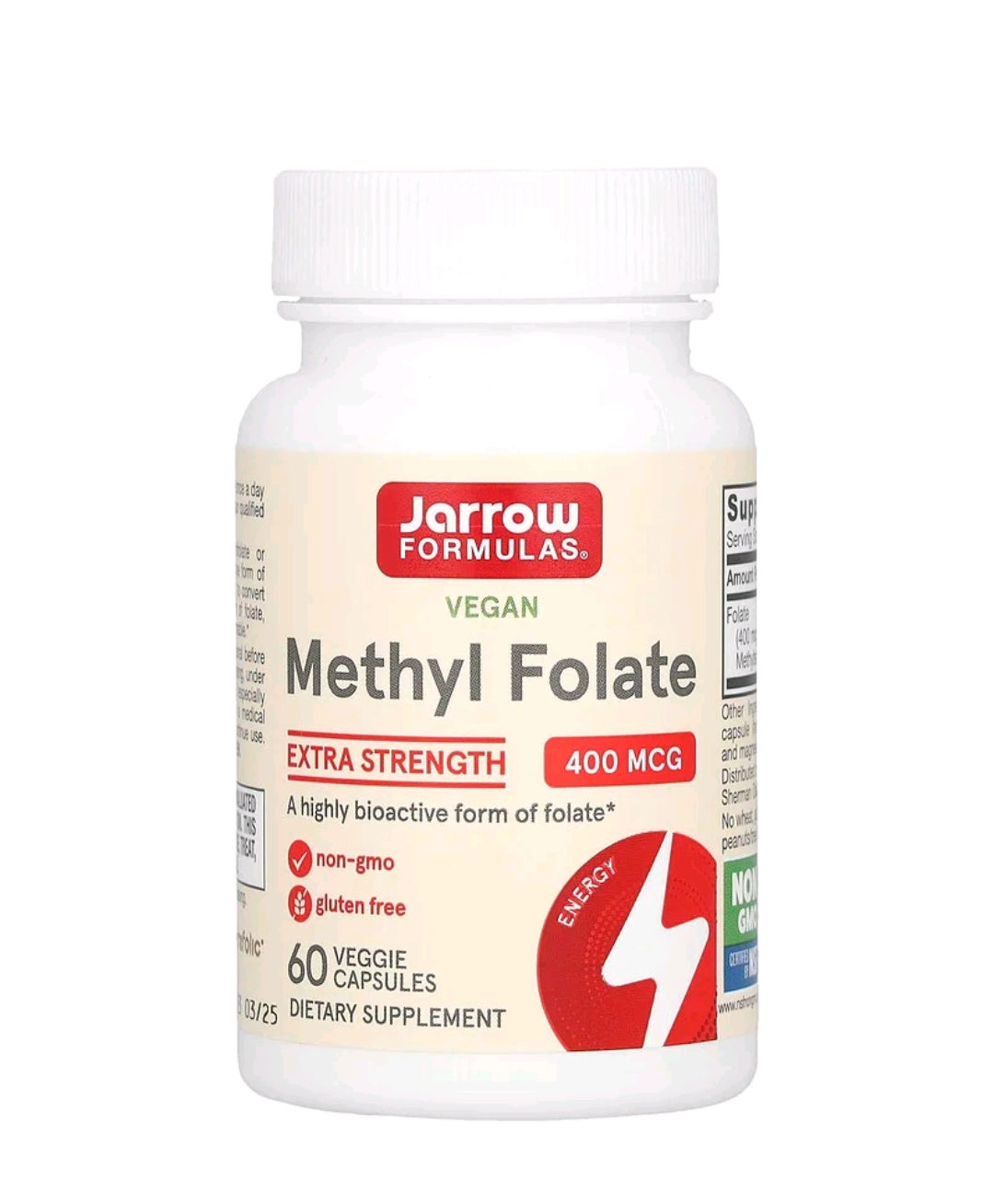 Jarrow formulas Vegan Methyl Folate, Extra Strength, 400 mcg