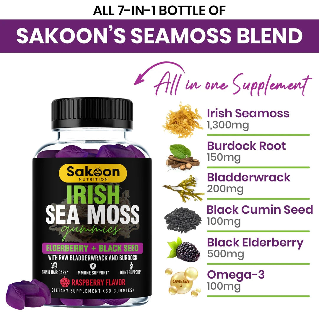 SAKOON SEA MOSS GUMMIES WITH ELDERBERRY & BLACK SEED OIL