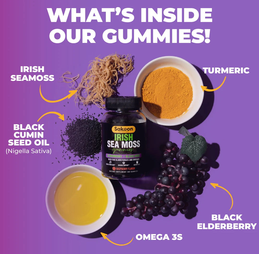 SAKOON SEA MOSS GUMMIES WITH ELDERBERRY & BLACK SEED OIL