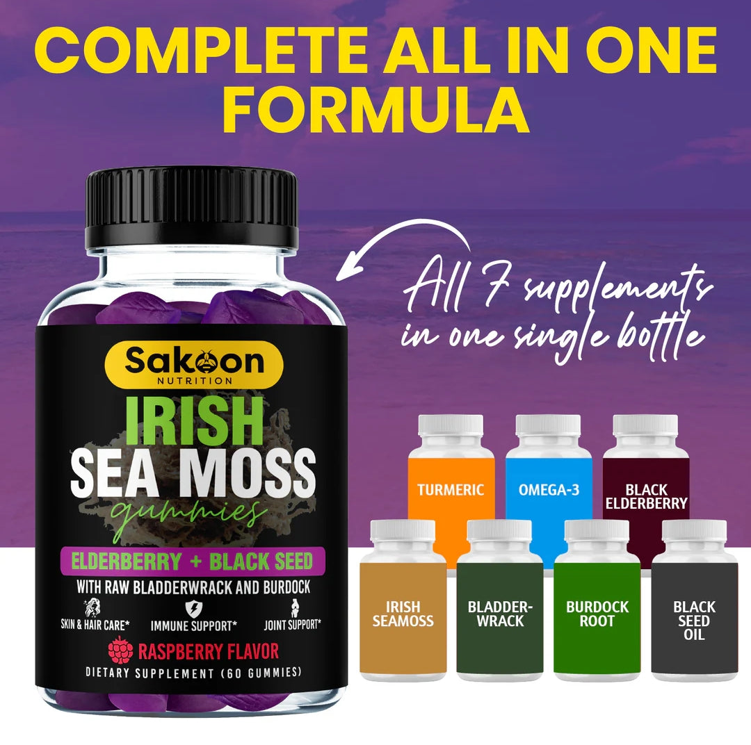 SAKOON SEA MOSS GUMMIES WITH ELDERBERRY & BLACK SEED OIL