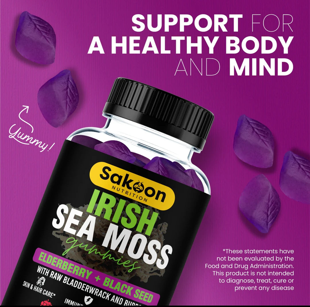SAKOON SEA MOSS GUMMIES WITH ELDERBERRY & BLACK SEED OIL