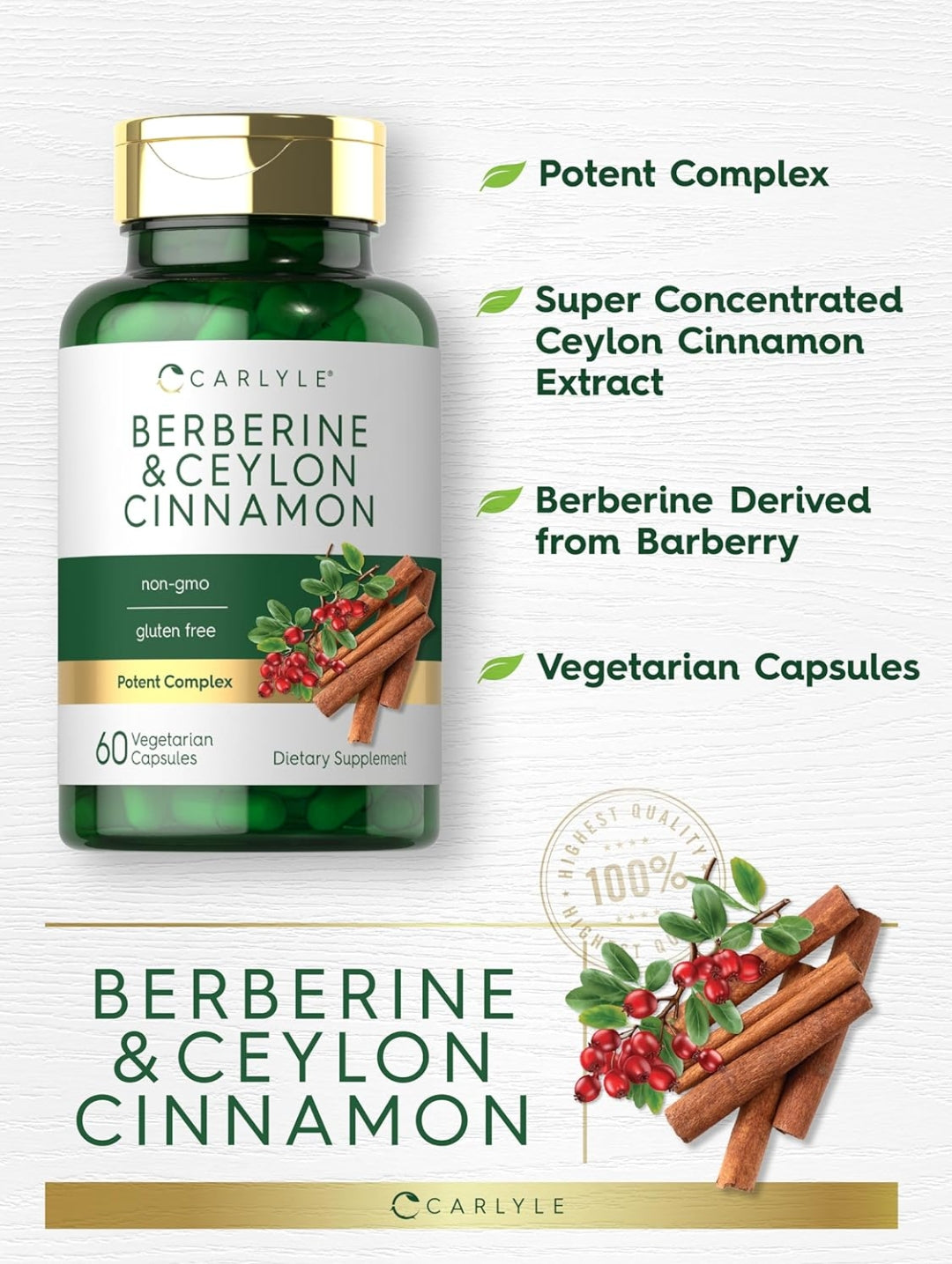 Carlyle Berberine & Ceylon cinnamon 2000mg Complex