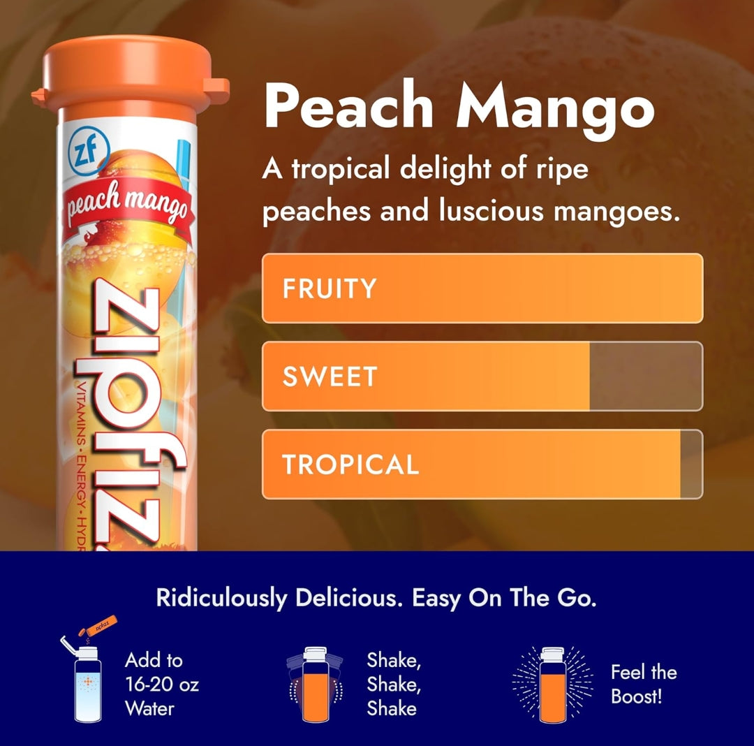 ZippFizz Energy Drink Mix, Electrolyte Hydration Powder