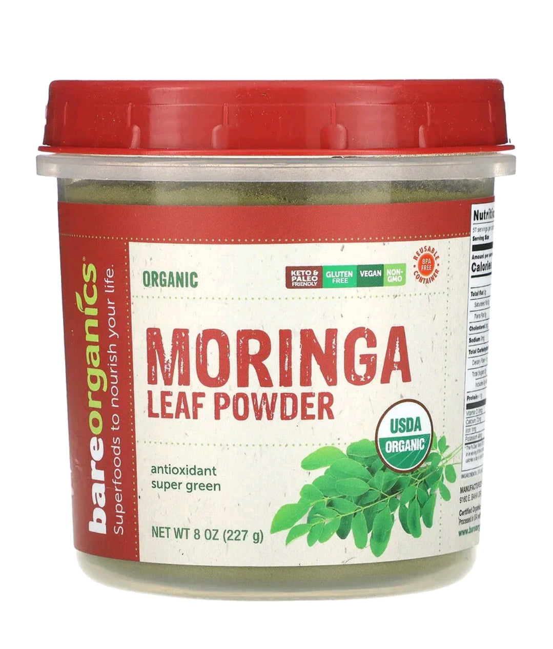Bare Organics,Organic Moringa Leaf Powder