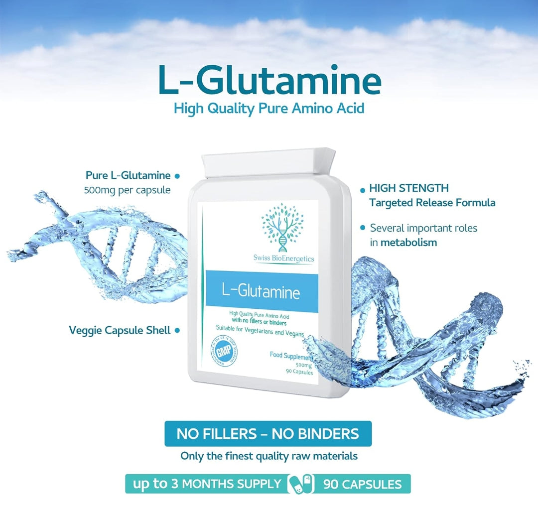 L-Glutamine 500mg - (Pure Amino Acid with no fillers or Binders)