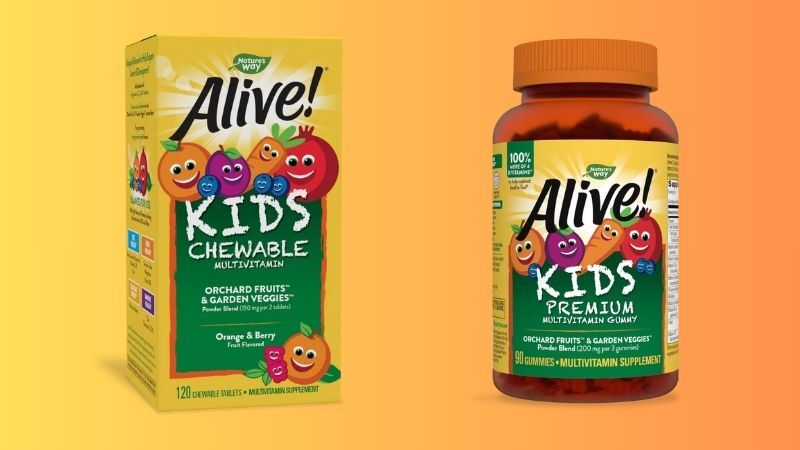 Alive! Kids, Chewable Multivitamin, Orange & Berry Fruit, 120 Chewable Tablets
