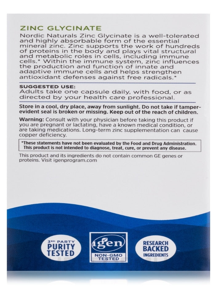 Nordic Naturals Zinc Glycinate, 20 mg