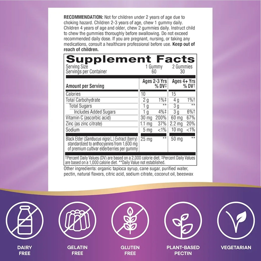 Nature's Way Sambucus Elderberry Immune Gummies for Kids