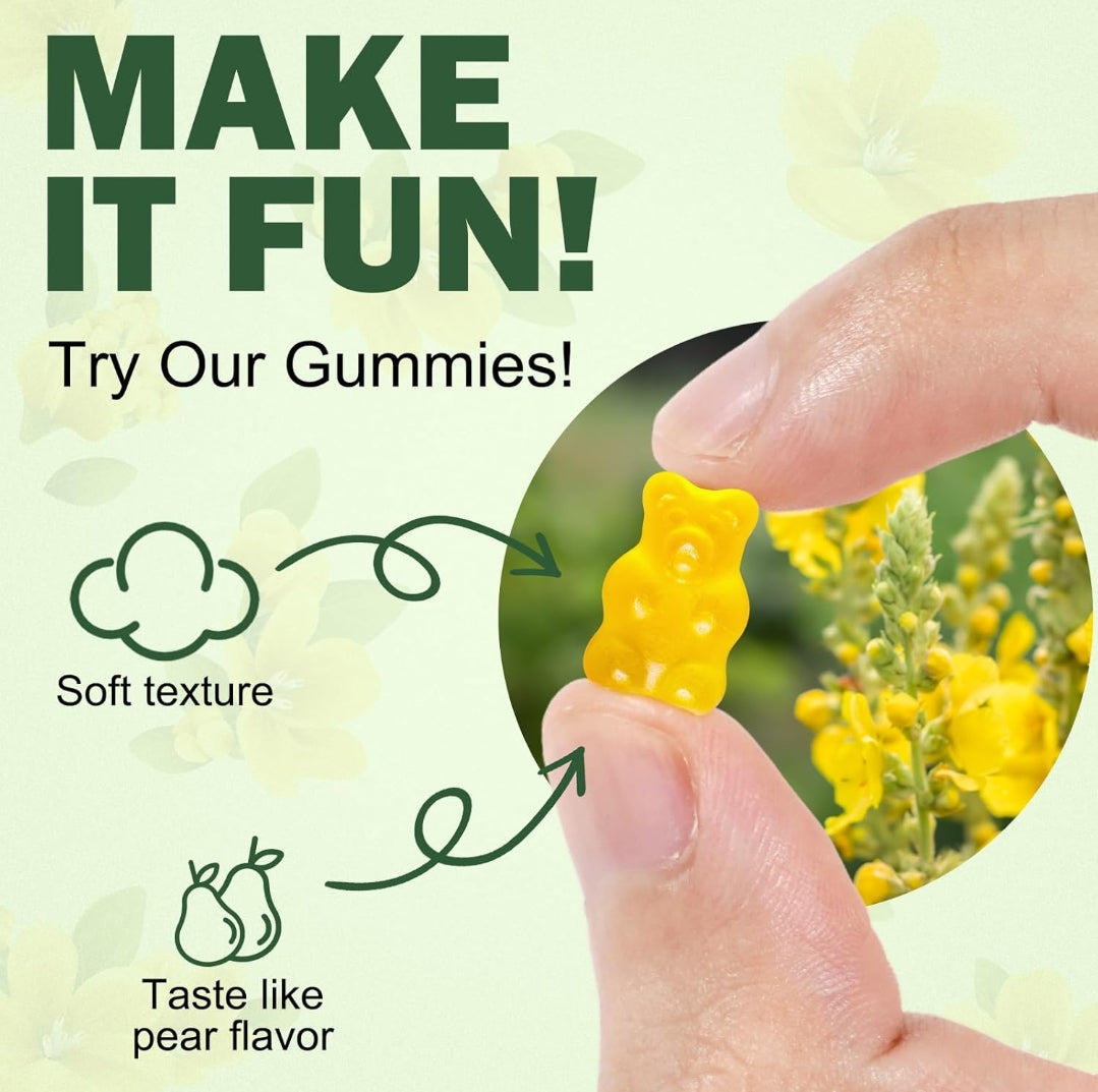 Mullein Gummies - Mullein Leaf Extract for Lungs, Mullein Leaf Gummies 2000mg