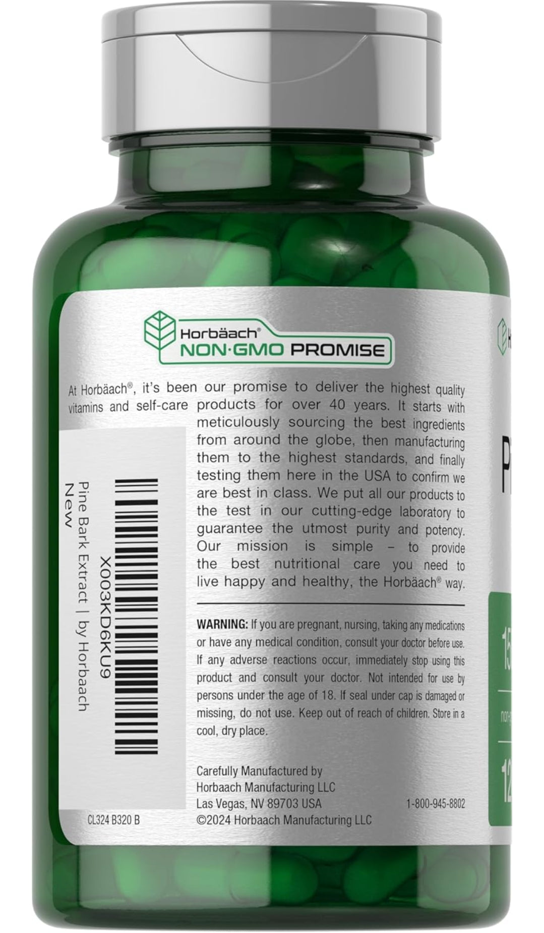 Horbäach Pine Bark Extract Capsules | 1500mg