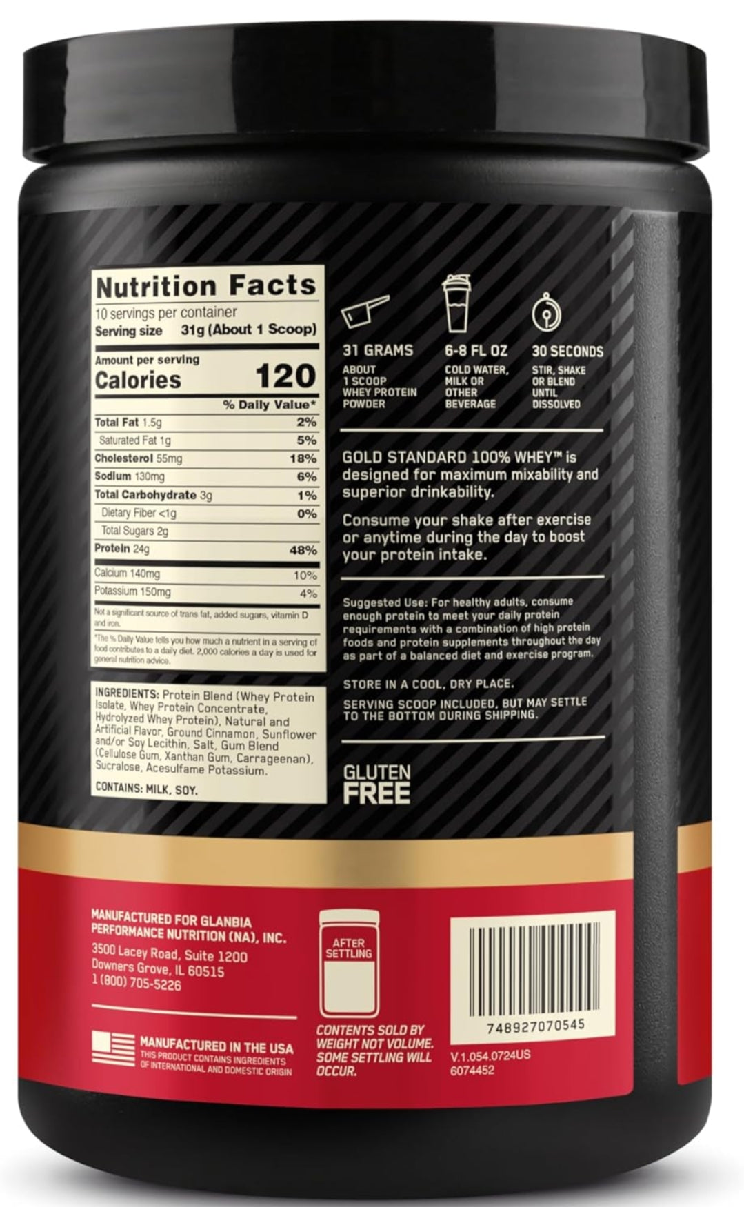 Optimum Nutrition Gold Standard 100% Whey Protein Powder