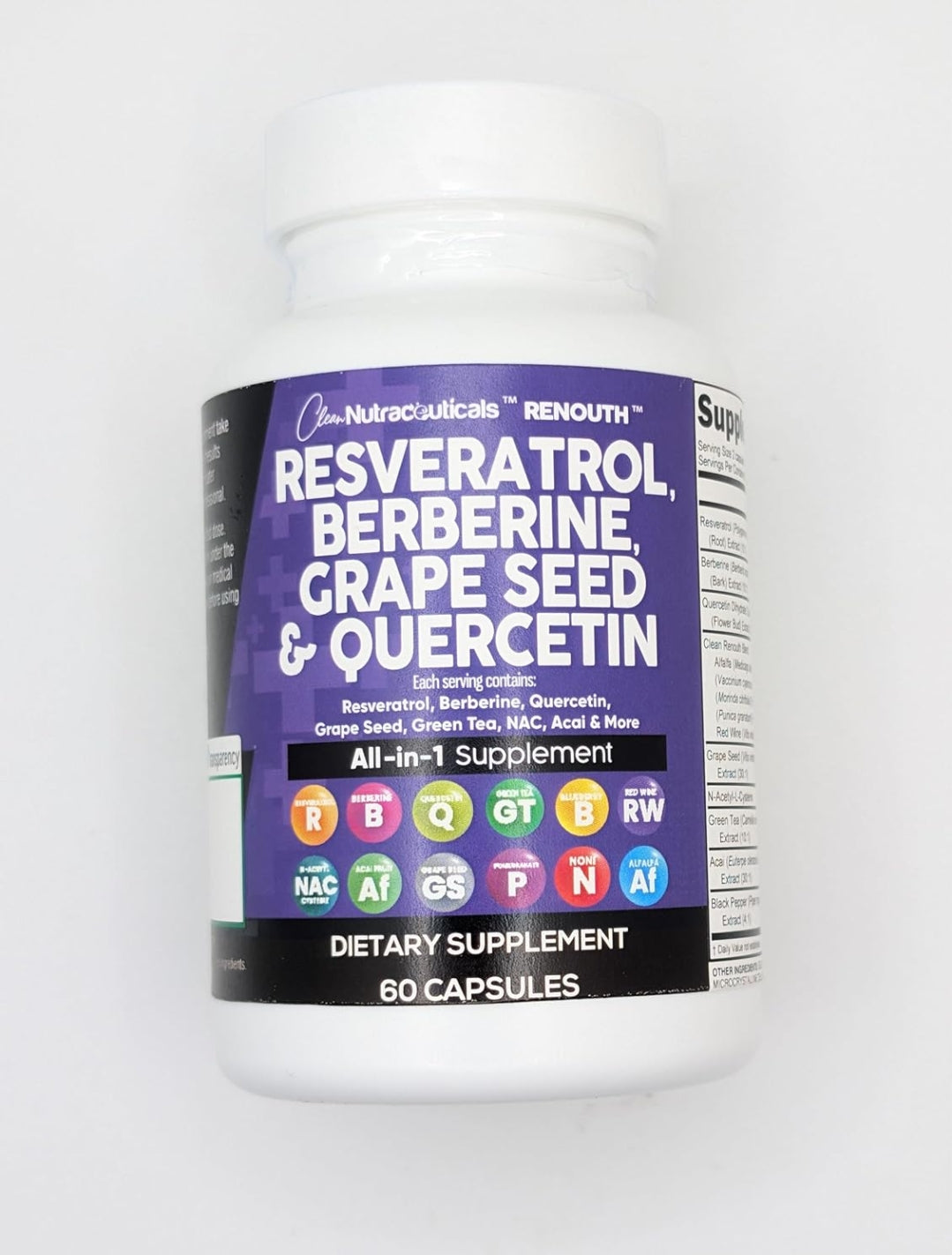 Clean Resveratrol Supplement | Berberine Grape Seed Extract Quercetin Green Tea Extract