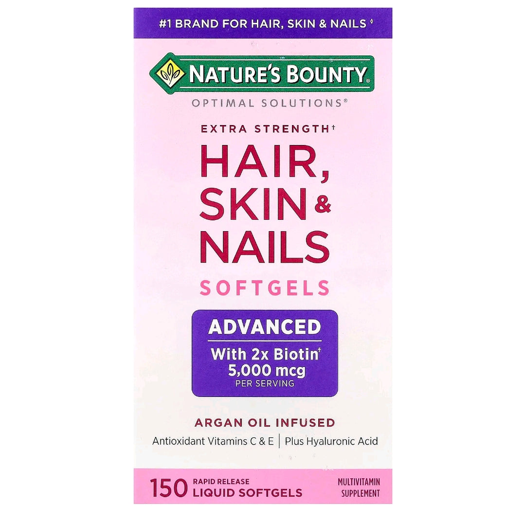 Nature's Bounty Advanced Hair, Skin & Nails, Argan-Infused Vitamin Supplement with Biotin and Hyaluronic Acid