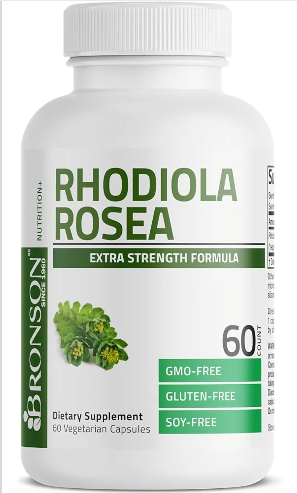Bronson Rhodiola Rosea Vegetarian Capsules - Adaptogenic Herb - Brain, Stress & Mood Support