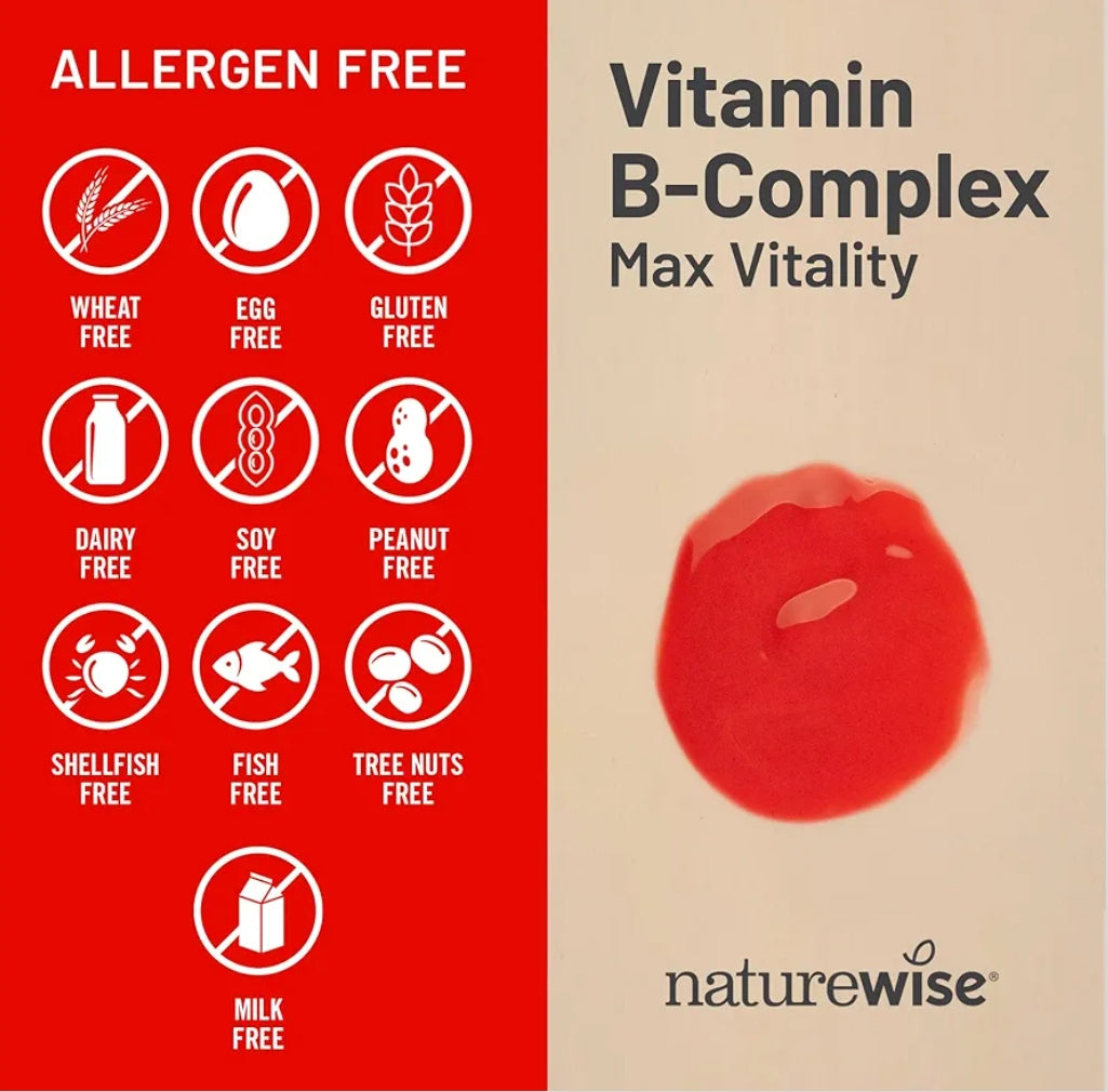 NatureWise Vitamin B Complex - with Folic Acid Biotin B1 B2 B3 B6 B12