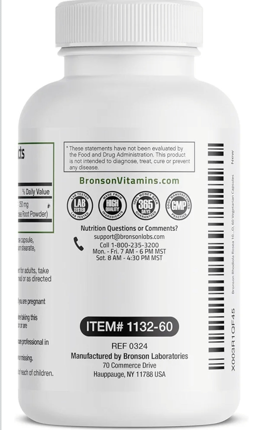 Bronson Rhodiola Rosea Vegetarian Capsules - Adaptogenic Herb - Brain, Stress & Mood Support