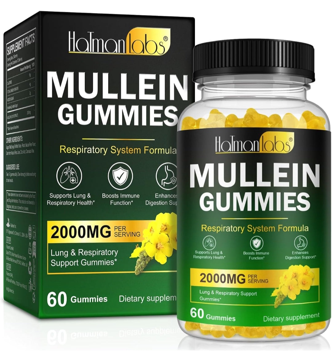 Mullein Gummies - Mullein Leaf Extract for Lungs, Mullein Leaf Gummies 2000mg