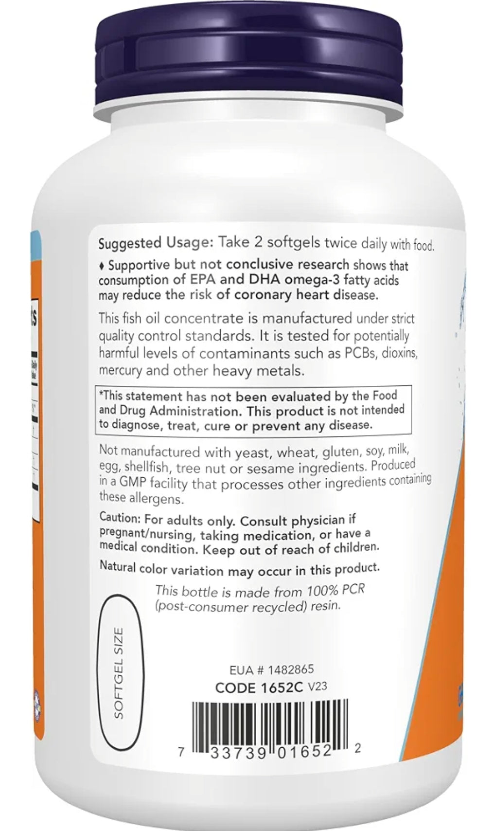 Omega-3 Fish Oil, Molecularly Distilled Softgels |Cardiovascular Support